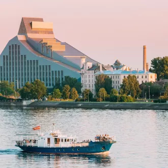 Riga, Latvia. View Of Building Of National Library Lock Of Light