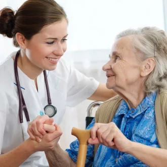 An old woman and a doctor