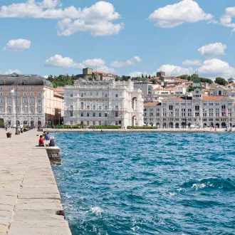 Lake and the buildings in the background in Trieste